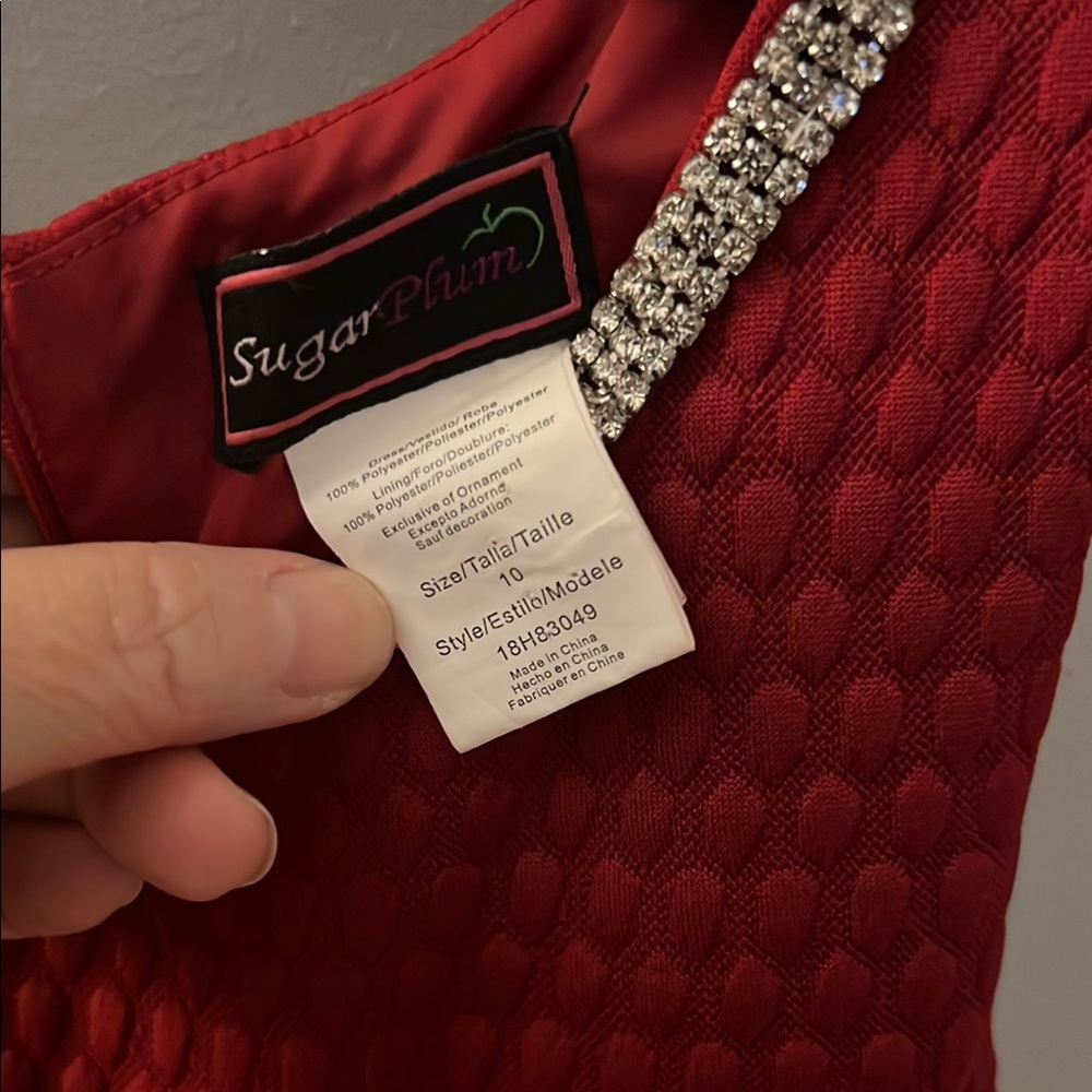 Sugar Plum Red Sleeveless Dress with Embellished Neckline - Picture 2 of 3